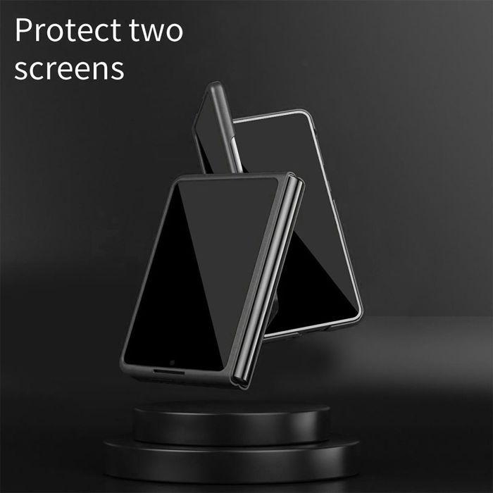 Coque avec 2 Verres Trempés pour Samsung Galaxy Z Fold 8, Protection Rigide Anti-Rayures Antichoc Noir