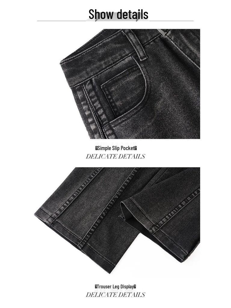 High Street Black High-Waisted Straight Leg Jeans - Slimming Wide Leg, Floor-Length, Loose Fit for Spring/Autumn 2026