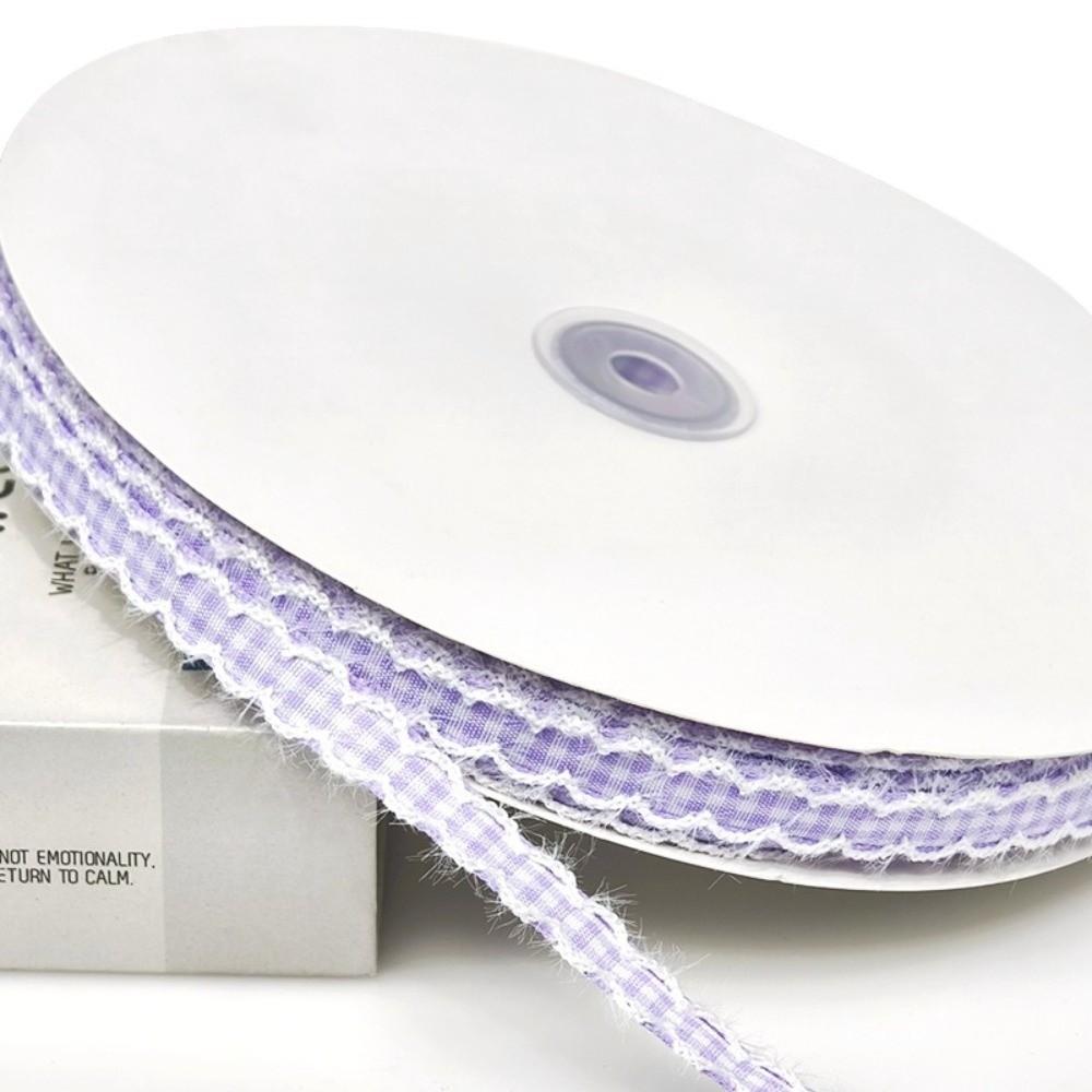 1cm Width Gingham Plaid Ribbon Frayed Edge Fabric Binding Tape Frayed Edge Ribbon  DIY Bow Craft