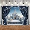 Winter Ice Snow Castle Photography Background Snow Scene Frozen Forest Wonderland Christmas Party Home Decor Photo Backdrop Prop12