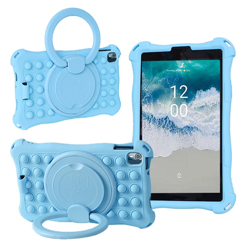 For Nokia T10 2025 Case 8inch Soft Bubble Silicone Kids Safe Tablet Cover For Nokia T10 360 Degree Rotating Stand Funda