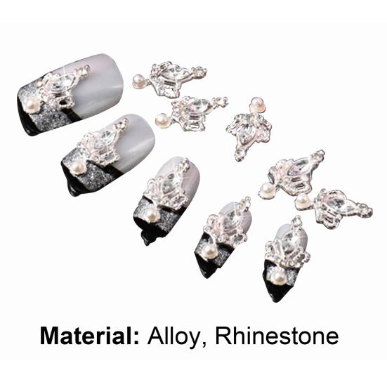 10 Pcs Glitters Stickers Self-adhesive DIY Tips Rhinestone 3D Nail Art Decals Rhinestones Crown Stickers for Women