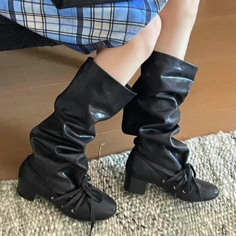 Mode Damen High Heels Stiefel Mode Schnürung Designer Schuhe Frau Winter 2025 Designer Goth Chelsea Stiefel Neue Pumps Mujer Botas