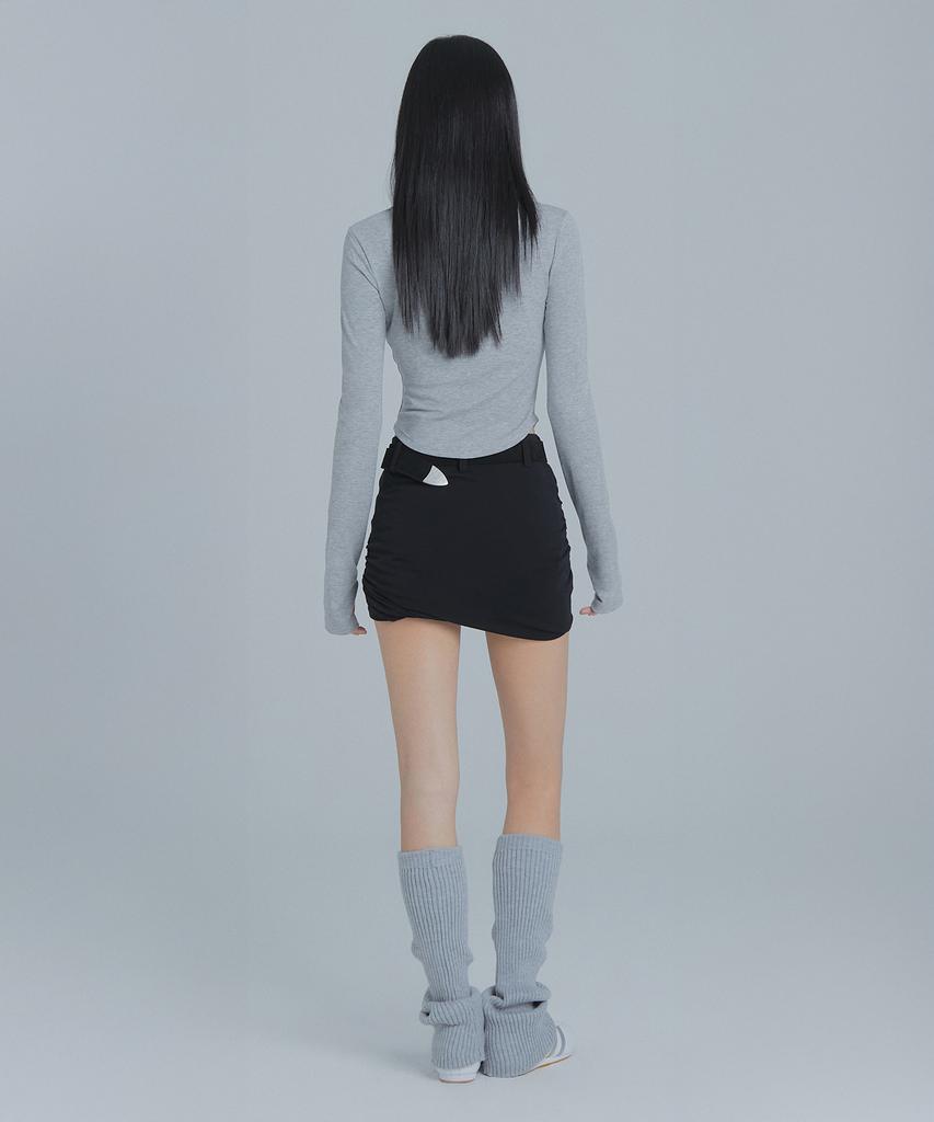 Peulaentigseobiseu Shirred Jersey Miniskirt - Black