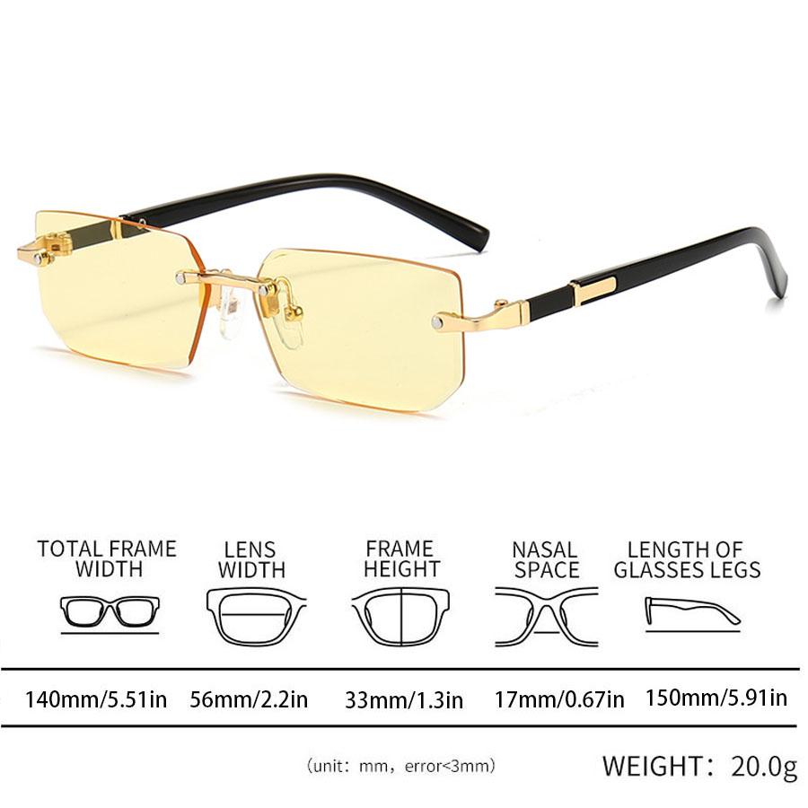 Luxury Rimless Business Rectangle Gradient Lens Unisex Fashion Safety Goggles Women Men Colored Lenses Metal Frame Glasses