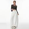Women's American Style Opaque White Wide-Leg Curved Jeans - New Autumn/Winter Loose Fit, Floor-Length Design