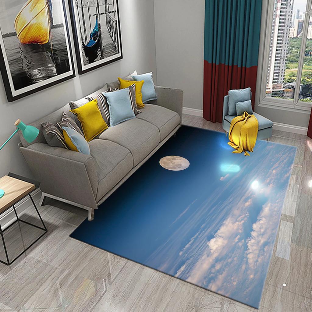 3D Moon Carpet Flower View Mat for Kitchen Bathroom Toilet Non-slip Carpet Living Room Sofa Floor Carpet Home Bedroom Decor Rug