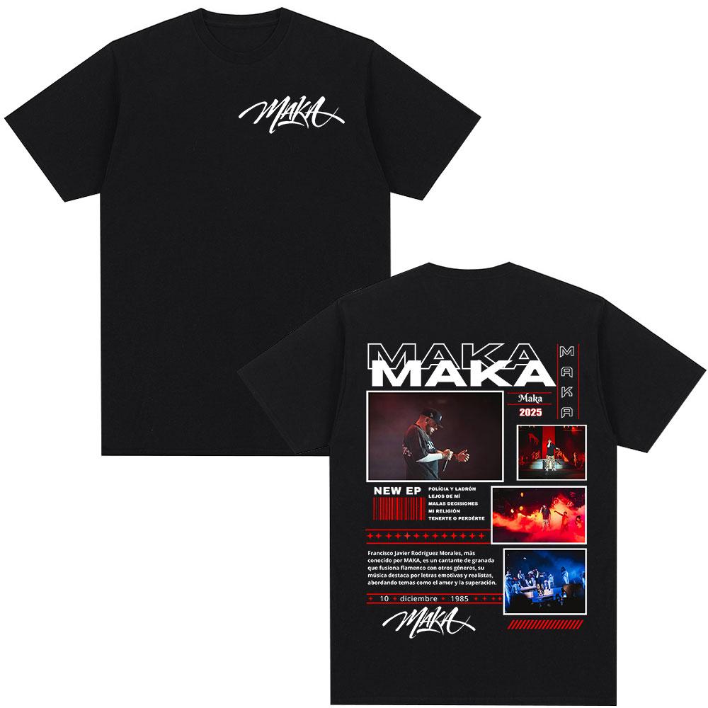 Rap Singer Maka Aura 2025 Tour Merch Tshirt Summer Mens Womens Fashion Street Casual Cotton Short Sleeved Tshirt Street Wear