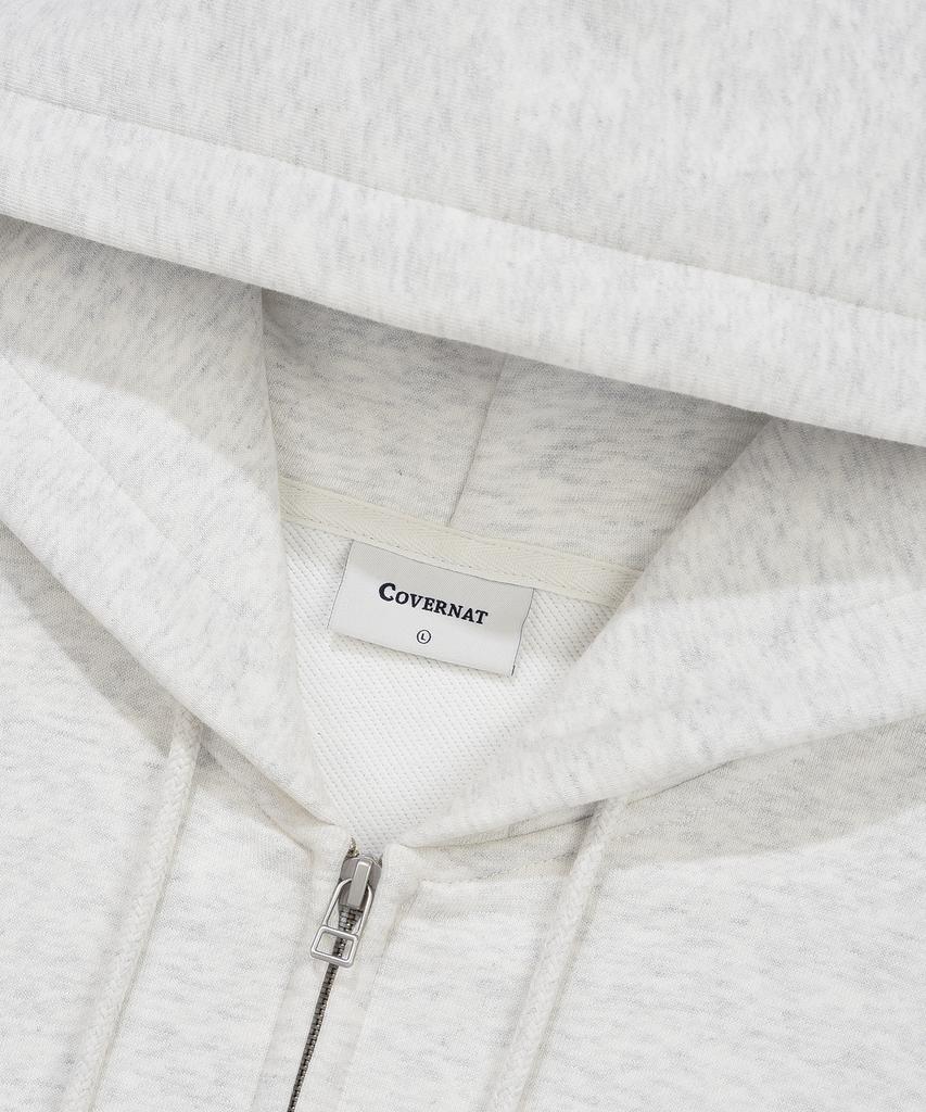 COVERNAT Small Logo Zip-Up Hoodie Heather Grey