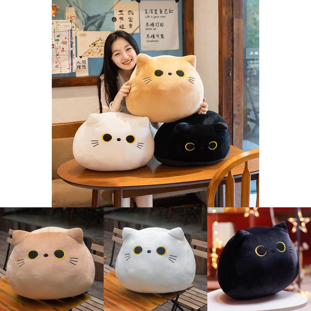Adorable Oreiller Peluche Chat Dessin Animé Doux Chat Noir Et Blanc Poupée Remplie Pour Enfants