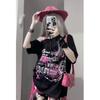 Tricou cu bandaj pentru gâtul în formă de O Gotic Cool Y2k Pulover estetic șic Imprimare benzi desenate Harajuku Top Fashion Hip Hop Lanț Îmbrăcăminte pentru femei