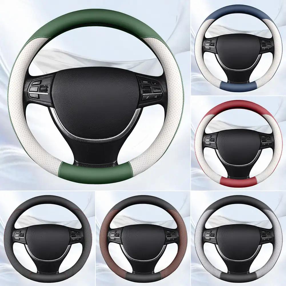 Universal PU Leather Car Steering Wheel Cover Auto Non-slip Breathable Steering Covers For 38cm Steering Wheel Car Accessories