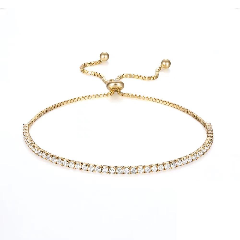 Zircons Adjustable Bracelet Bangle for Women Captivate Bar Slider Brilliant CZ Rose Gold Color Jewelry Pulseira