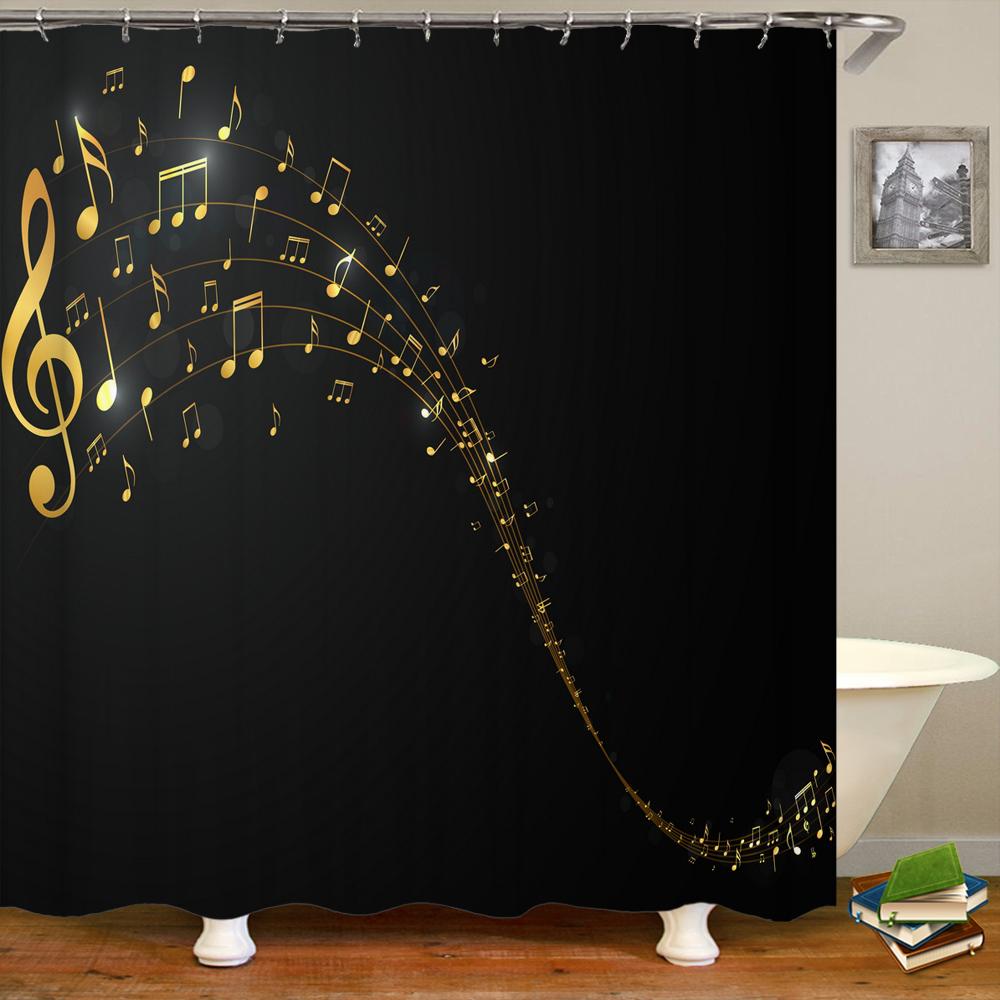 3D Music Rock Style Printed Shower Curtains Bathroom Curtain Frabic Waterproof Polyester Bath Curtain Home Decoration With Hooks