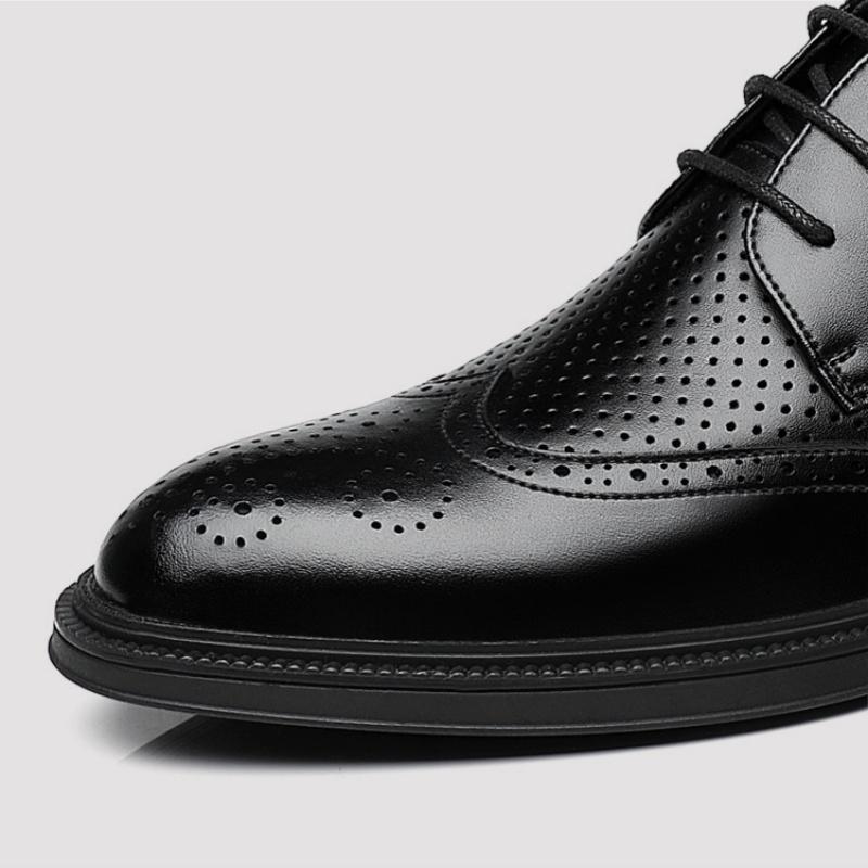 Scarpe da Uomo in Pelle Vera Traspiranti Brogue Business Formal Casual Inglesi a Punta in Pelle