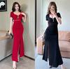 Celebrity Evening Dress Split-ended Long Dress Low-cut Sexy Dress Advanced Sense Slim and Thin