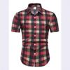 Men's Trendy 3D Print Plaid Slim Fit Short Sleeve Casual Shirt