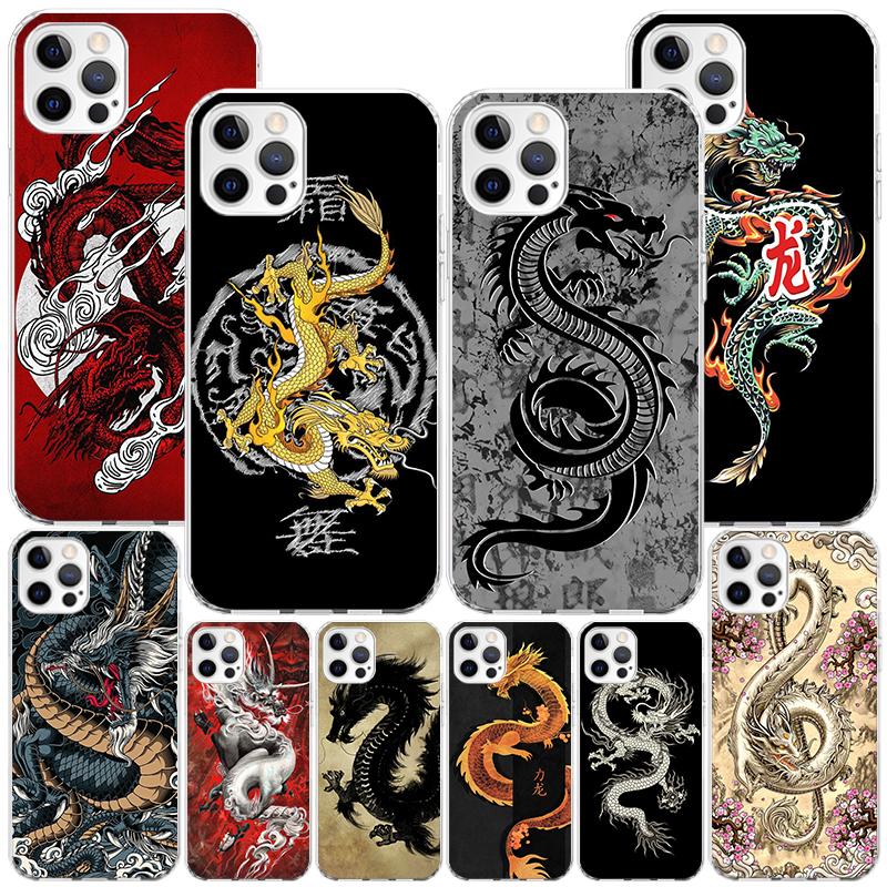 Asian Dragons Animal Tattoo Phnoe Case for Iphone 17 Air 16 11 12 13 Mini 14 Plus 15 Pro Max 7 8E SE 2020 16ProMax Phone Cover C