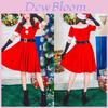Red Christmas Dressfor Women With Polyester Fabric Suitable For Halloween And Christmas Parties
