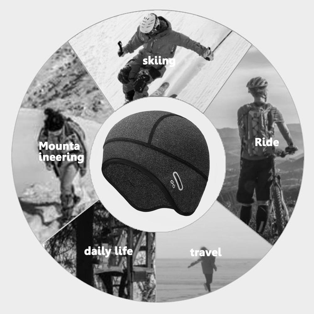 Casquette Thermique d'Hiver pour Vélo Extérieur Sous Casque VTT Bonnet en Polaire Sport Homme Vélo Ski Bonnet de Course Randonnée Bonnets