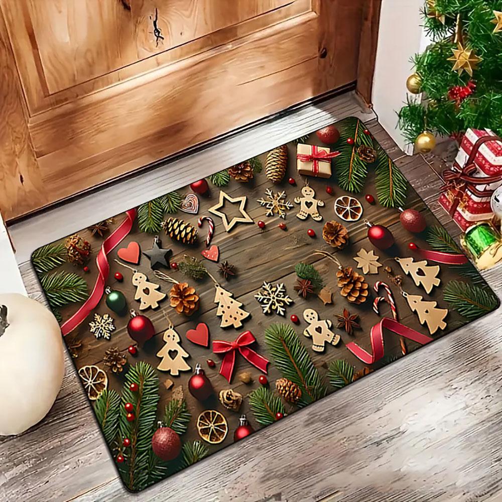 Christmas Carpet Decoration Cartoon Dwarf Door Mat Snowman Gingerbread Entrance Welcome Mat Indoor Outdoor Absorbent Xmas Mat