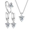 Heart-Shaped Zircon Jewelry Set: Earrings, Necklace & Open Ring - Elegant and Luxurious Fashion Accessories