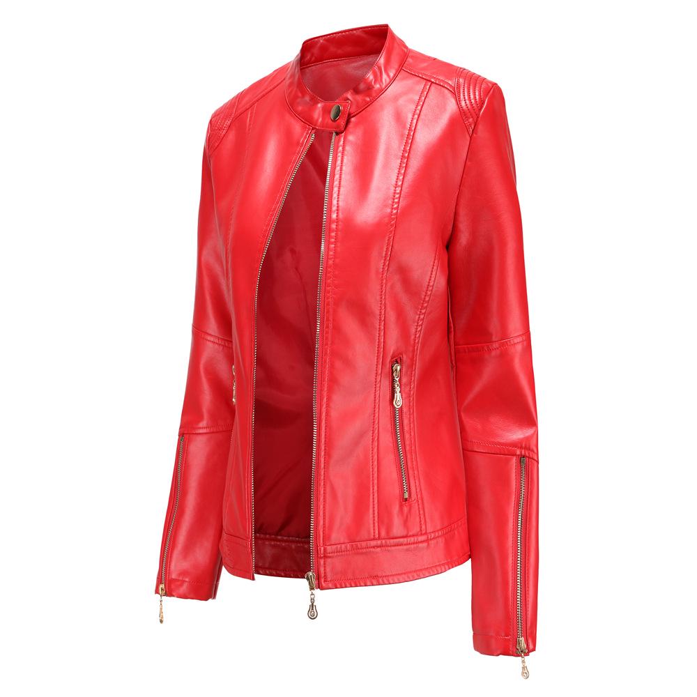 Fashionable Short Leather Jacket for Women, Suitable for Spring and Autumn.