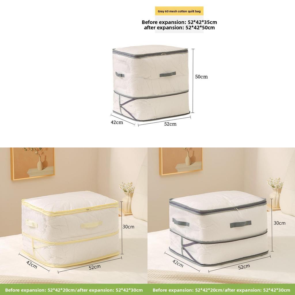 Large Capacity Clothes Storage Bag With Mesh Organizer For Bedroom Wardrobe Cleanout