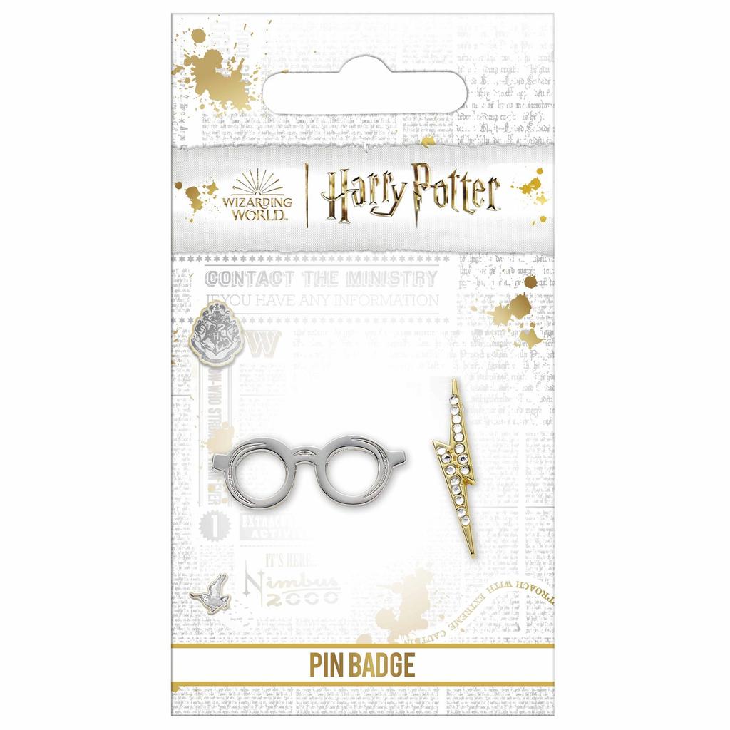 HARRY POTTER სათვალე და ელვისებური სამკერდე ნიშანი