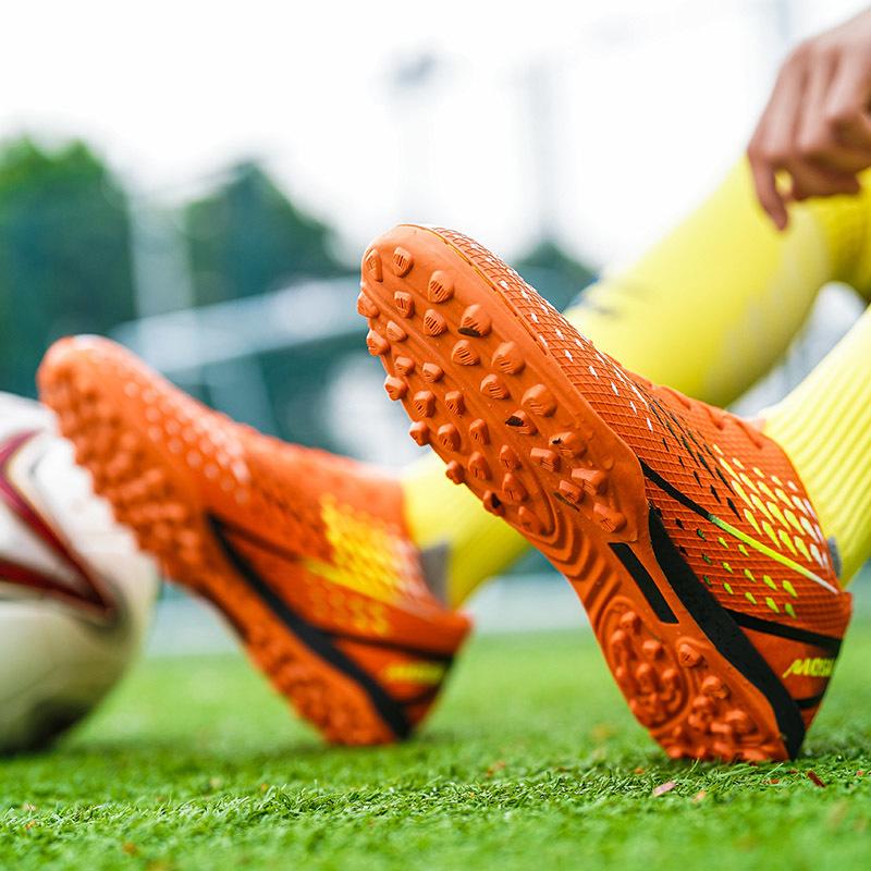 Männer Fußball Stiefel Lange Spikes Hohe Knöchel Fußball Schuhe TF Outdoor Gras Stollen Fußball Stiefel Training Sport Fußball Schuhe