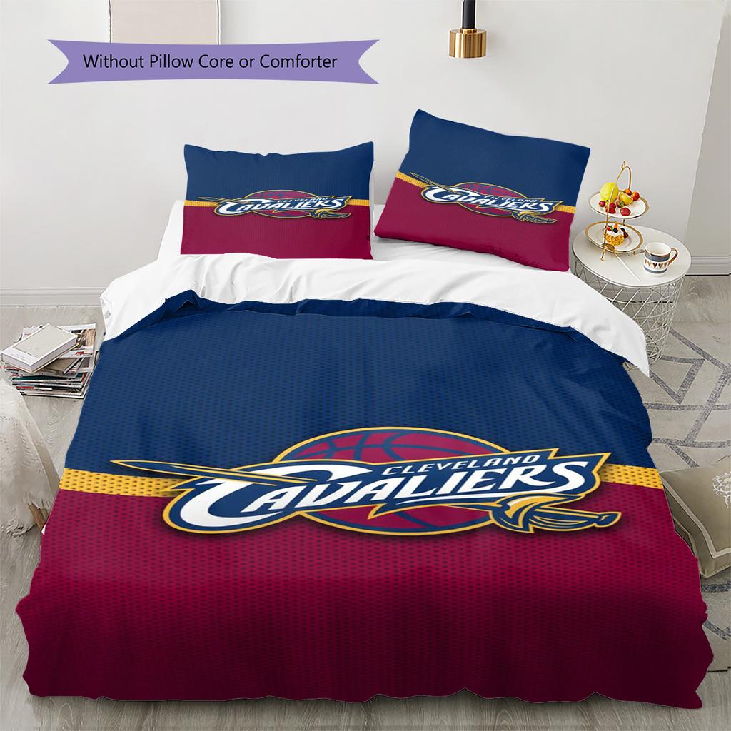 Cleveland Cavaliers Pattern Bedding Set Quilt Cover Pillowcase Home Decor Gift (1 * Duvet Cover + 2 * Pillowcase, Without Core)