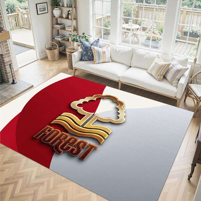 Nottingham Forest Football Design Crystal Velvet Carpet Cozy Non?Slip Printed Rug For Bedroom Living Room Entrance