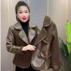 Leather Jacket Women's New Fur Integrated Autumn and Winter Loose Fleece Thickened Short Women's Jacket Top Coat