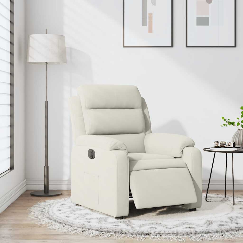 Electric Recliner Chair Cream Velvet