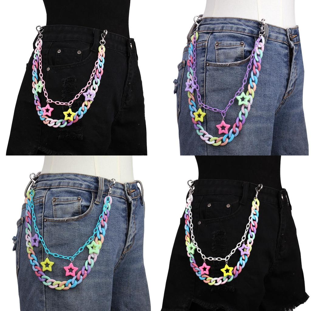 No Brand Waist Chain With Colorful Acrylic Star Pendant For Youths And Adults