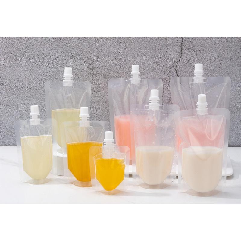 100pcs Independence Beverage Bags Transparent Self-reliance Suction Nozzle Bag Disposable Thickening Milk Tea Fruit Juice Packaging Sealing Bags