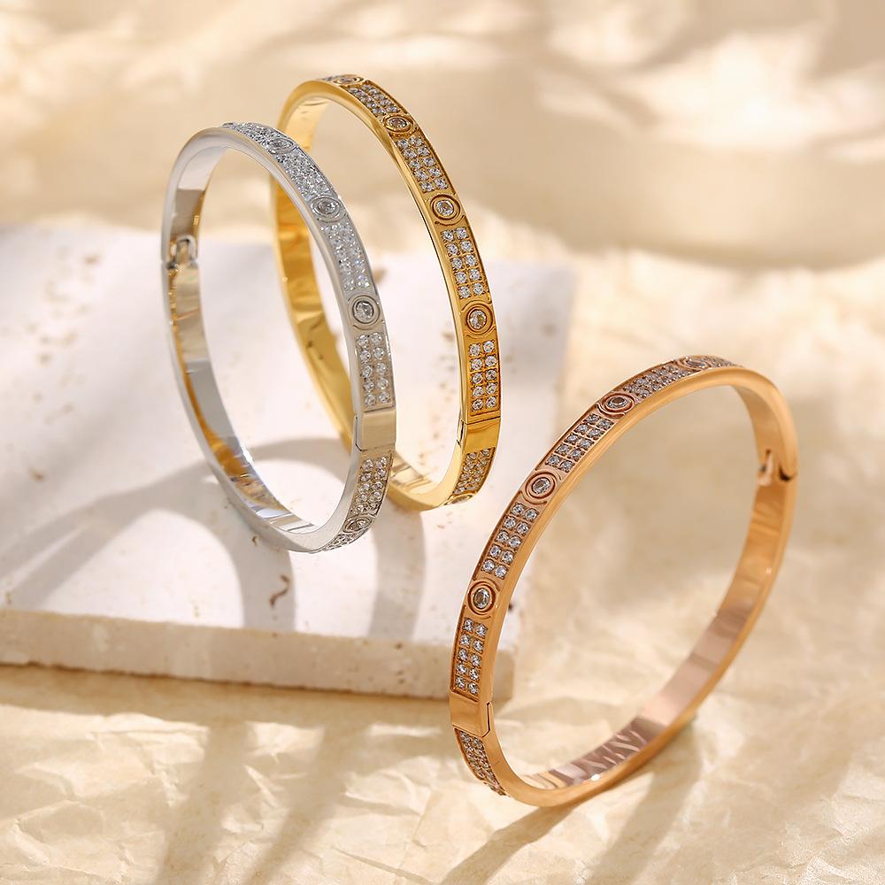 Ins Wind Gypsy Star Bracelet Two Rows of Diamonds Slightly Inlaid with Diamonds Stainless Steel Bracelet Titanium Steel Jewelry Bracelet Women