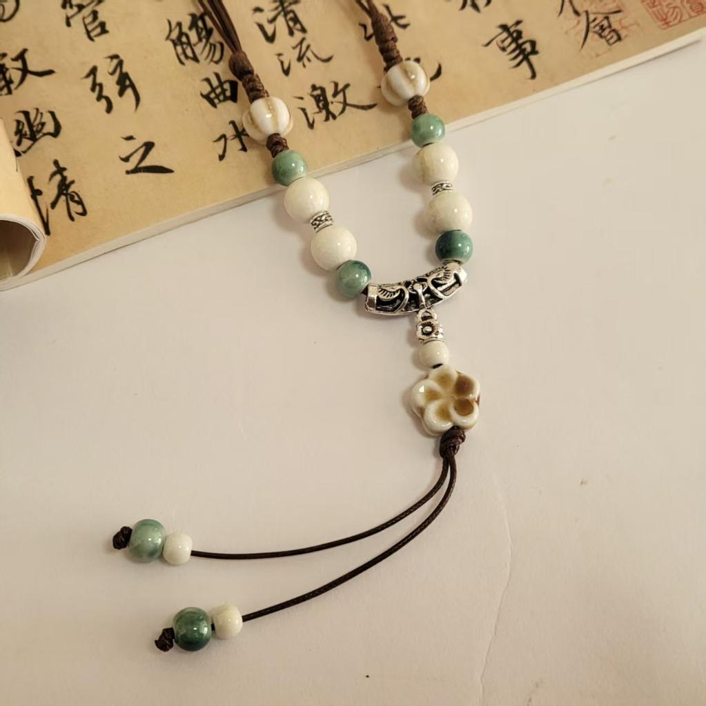 Qingge Ethnic Style Necklace, Retro Versatile Butterfly Color Glaze Pendant, Sweater Chain, Changchun Summer, Women'S Land