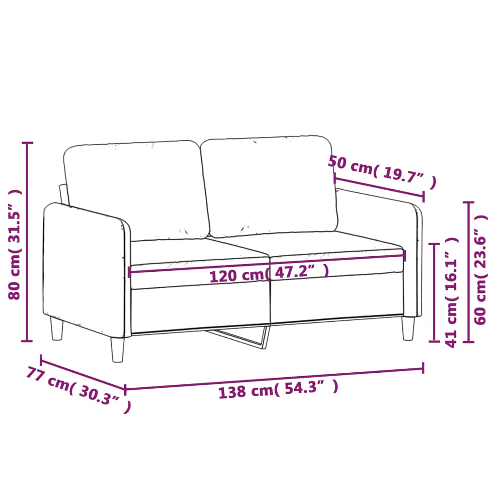 Vidaxl Sofa 2-Osobowa, Jasnoszara, 120 Cm, Tapicerowana Aksamitem
