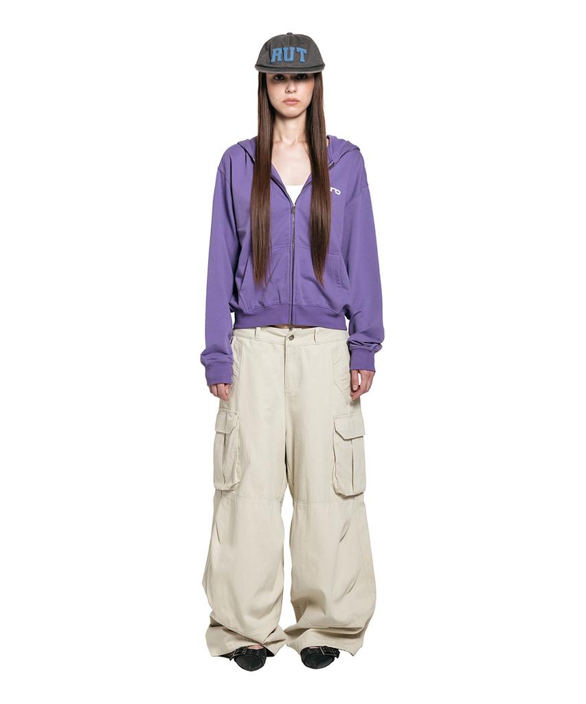 Lotaib Washed Cargo Cotton Pants - Ivory