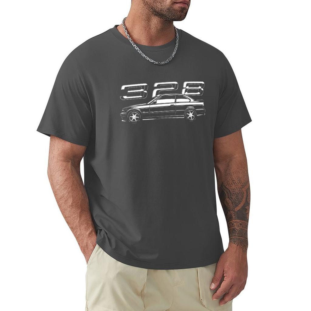 E36 328I White And Black In Flat Design T-Shirt Tees Sports Fans Graphics Tops Graphic Tees For Men