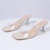 Mode Damen High Heel Pantoletten Mode Transparentes PVC Coole Pantoletten Sommer Dicke Absatz Sandalen Quadratische Zehen Offene Zehen Damen Pantoletten