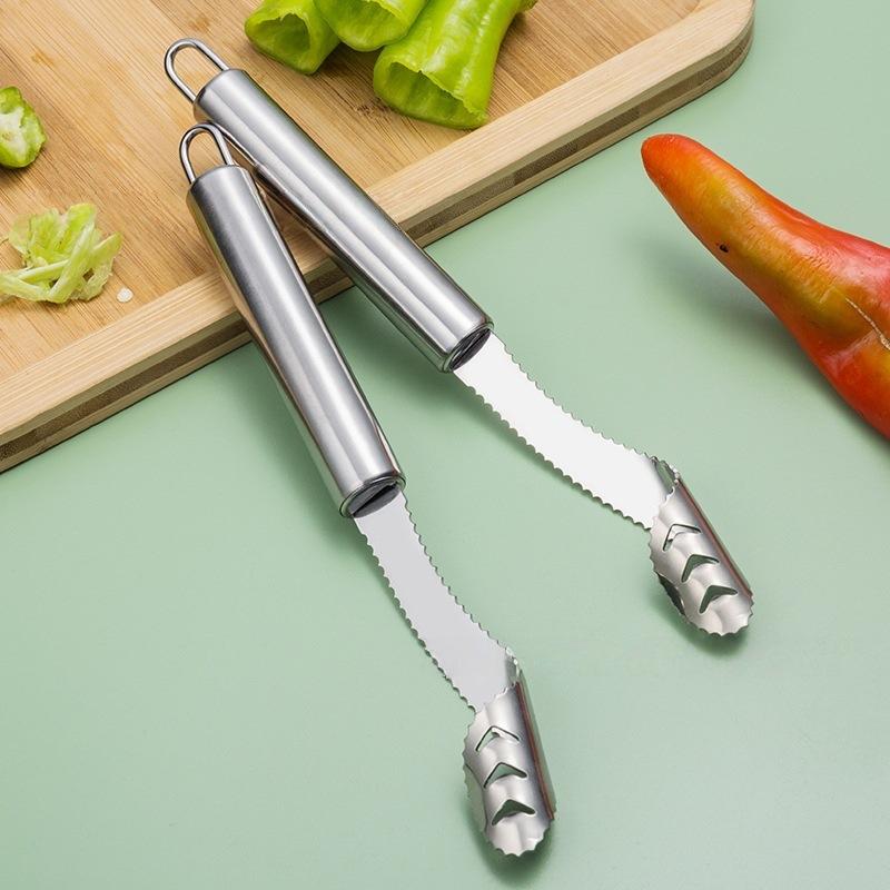 Edelstahl Kerngehäuseentferner Chili Kerngehäuseentferner Bittere Gurke Samenentferner Kernausstecher Messer Paprika Schneider Samenentfernungs Werkzeug Küche