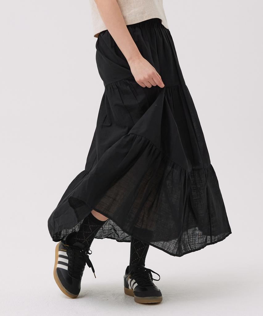 Awesome Studio Cotton Tiered Long Skirt Black