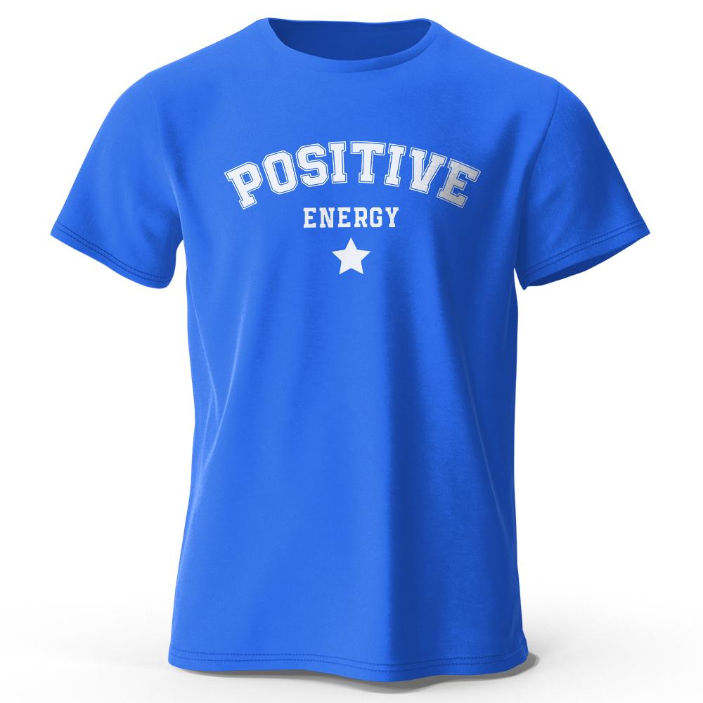 2025 Summer Men's Positive Energy Printed Crew Neck T-Shirt Fashion City Street Pure Cotton Soft Loose Large Size Short Sleeves