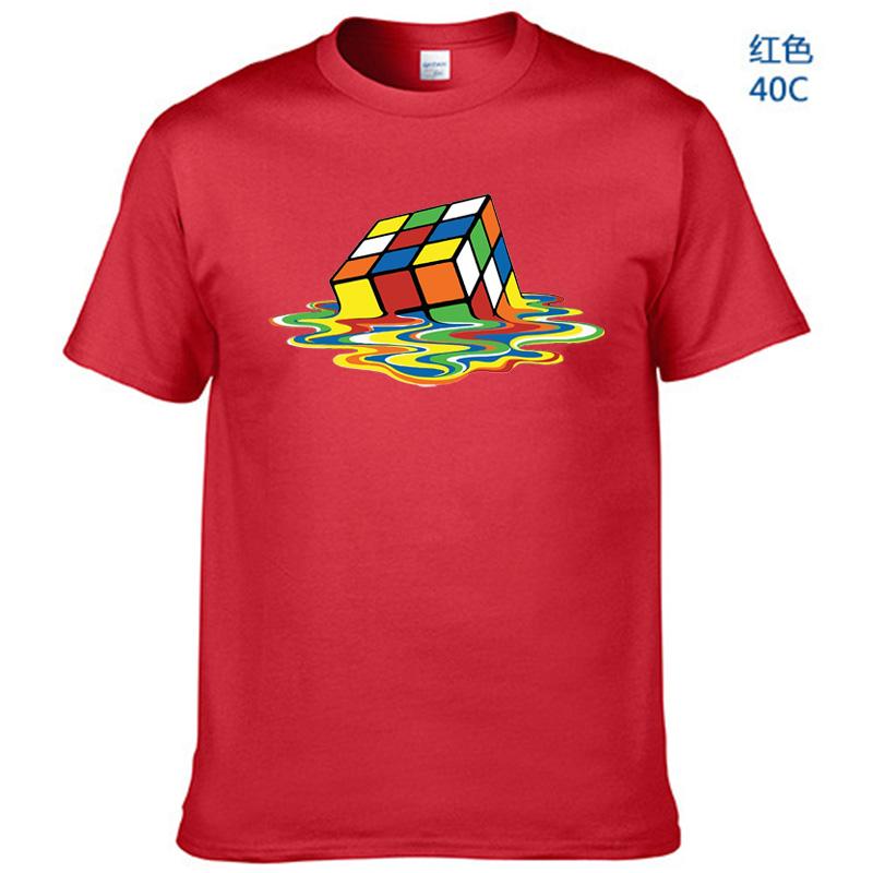 Summer Cotton T-Shirt Rubik's Cube Printing Funny Hipster Graphic Tee Shirt Top Unisex Men Short Sleeve Cool Tees