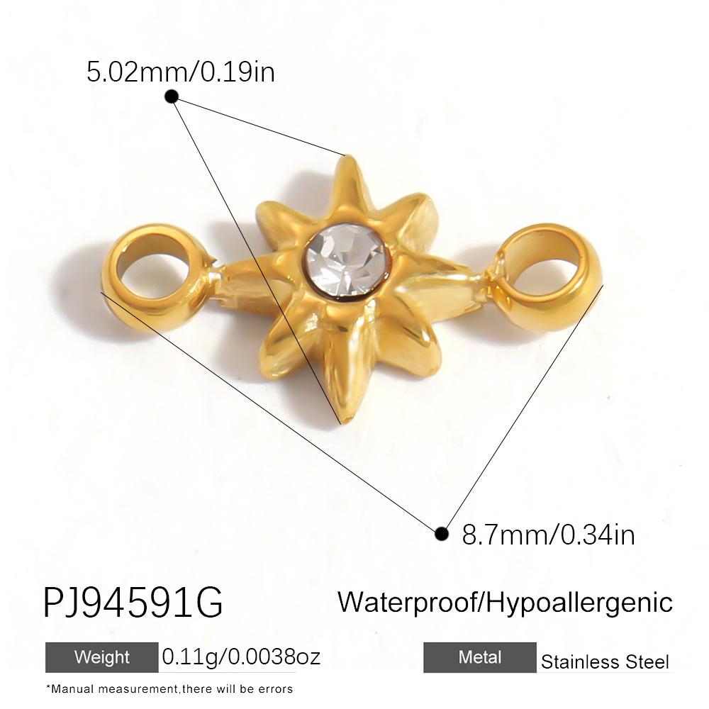 Waterproof Hypoallergenic DIY Jewelry 18K PVD Gold Plated Stainless Steel CZ Star Moon Heart Bow Charms Pendants Bulk