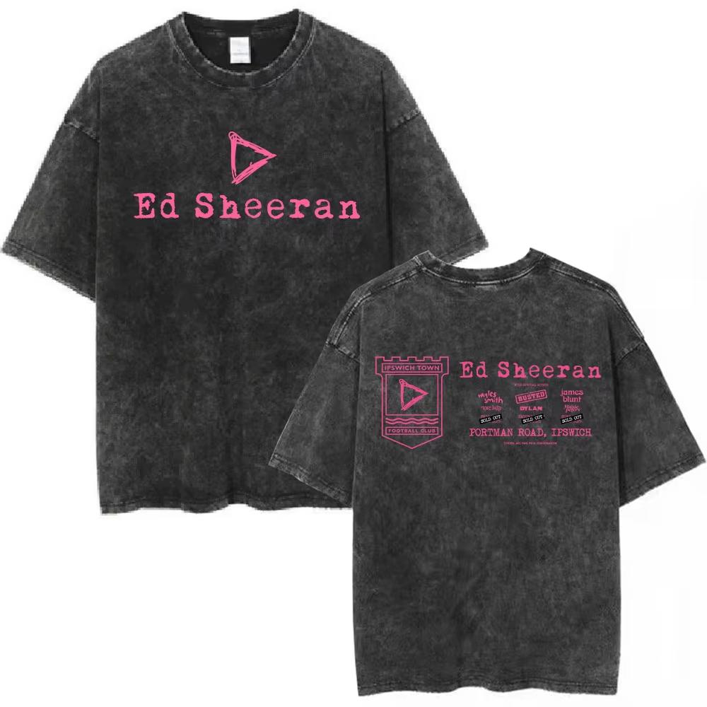 Vintage Washed Ed Sheeran Loop Tour Australia and New Zealand Tour Merch T Shirts Men Women Fashion Loose Tshirt Fans Gift