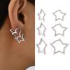 3 Pairs/set Punk Geometric Star Hoop Earrings for Women Simple Gold Color Copper Metal Circle Huggie Earrings New Unisex Jewelry
