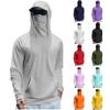 Lightweight Sun Protection Hoodie Integrated Face Cover Long Sleeve Rash Guard Shirt with Hood for Outdoor Activities UV Shield